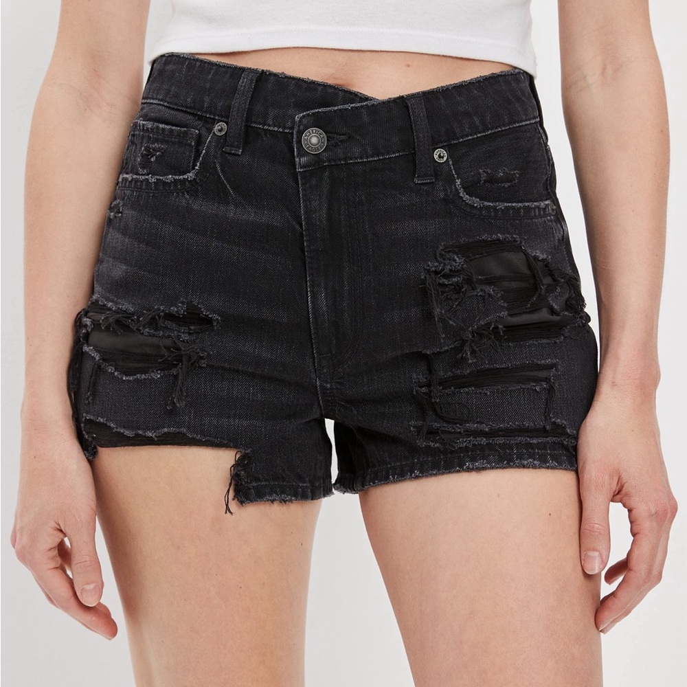 New American Eagle ultra high rise black Jean shorts-size 8